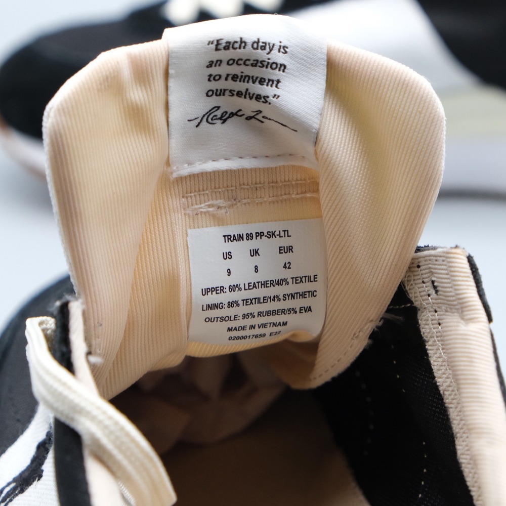 Polo Ralph Lauren Train 89 Mens Black White Suede Retro Sneaker 9 Low Top - Picture 5 of 13